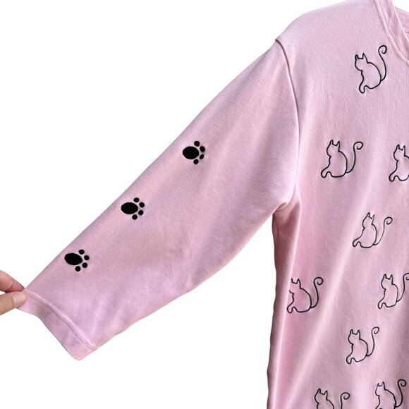 Bobbie C Womens Pink Embroidered Cat Paw Print Cotton Cardigan & Tank Set New M - Picture 4 of 10